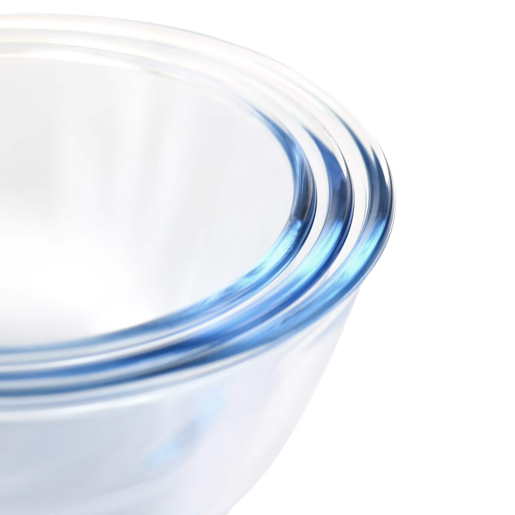 Martha Stewart Mint Borosilicate Glass Prep Bowl Set with Plastic Lids